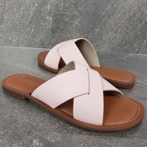 Jack Rogers Sandals Womens 6 M Pink Leather X-Band Slide Shoes Slotted